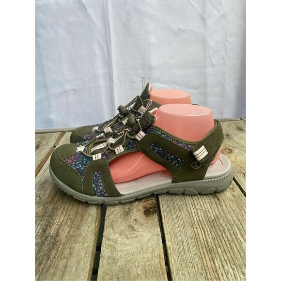 Lands’ End Wm’s Size 10D Floral Trail Sandals Olive Green Adjustable Hiking Shoe - Picture 4 of 9